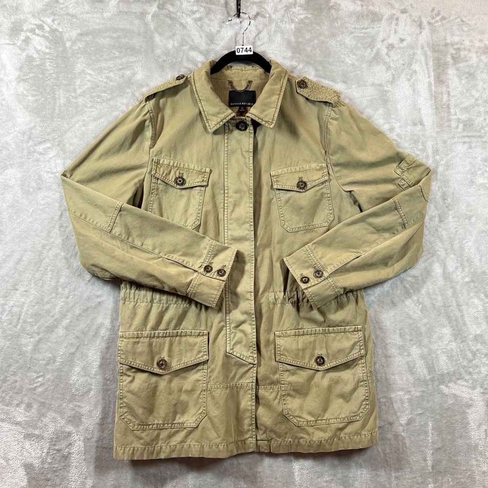 Banana Republic Jacket Women's XL Green Safari Utility Military Army Drawstring